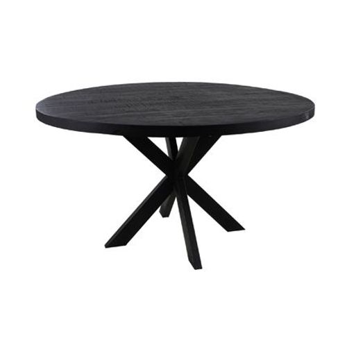 Table À Manger Ronde 140 Cm En Manguier Recyclé Noir Et Métal - Bergal