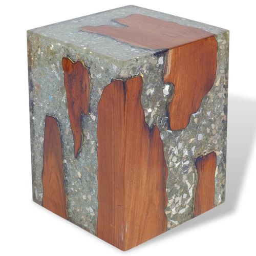 Vidaxl Tabouret Bois De Teck Massif Et Résine