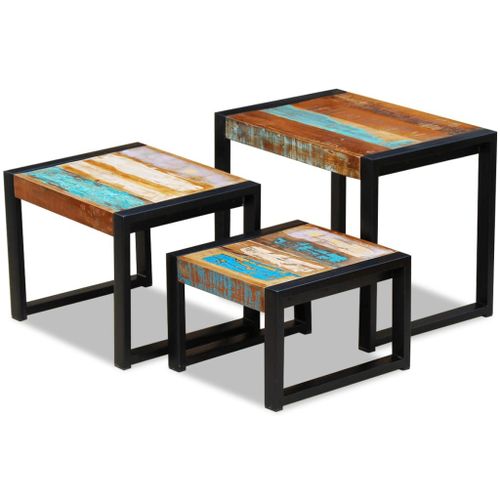 Vidaxl Tables De Nidification En Bois De Récupération Massif 3 Pcs