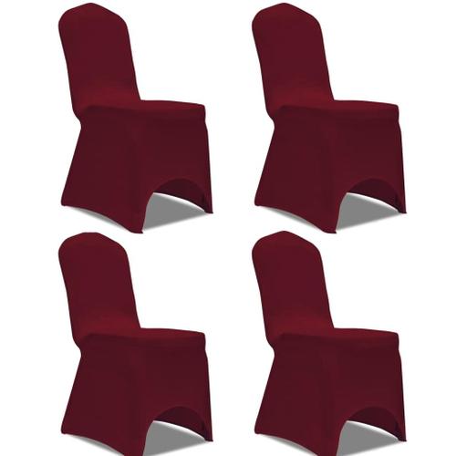 Housse De Chaise Extensible 4 Pcs Bordeaux Vidaxl