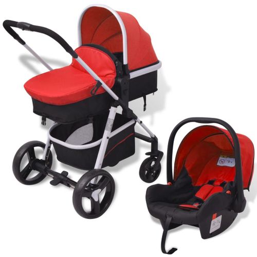 Poussette 3-En-1 Aluminium Rouge Et Noir