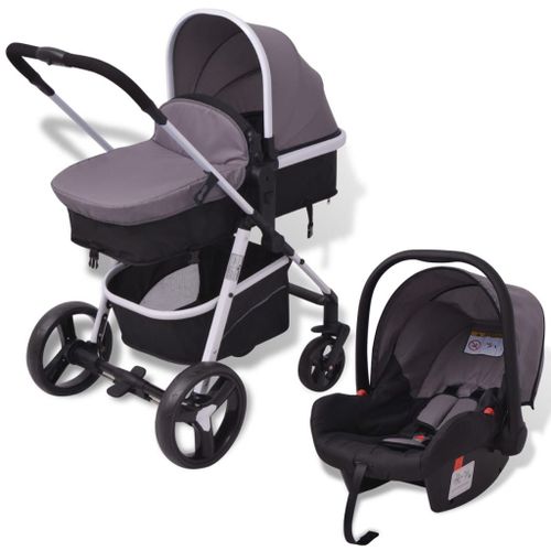 Poussette 3-En-1 Aluminium Gris Et Noir
