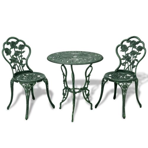 Vidaxl Jeu De Bistro 3 Pcs Aluminium Coulé Vert