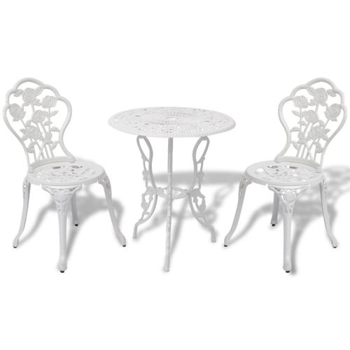 Vidaxl Jeu De Bistro 3 Pcs Aluminium Coulé Blanc