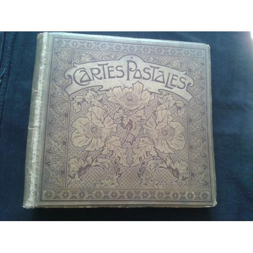 Exceptionnel Album Ancien Couverture Doree Pages Bleues Pour Cartes Postales