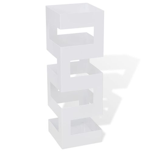 Blanc Carré Porte-parapluie Stockage pour cannes bâtons Acier 48,5 cm - VidaXL