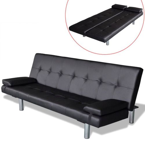 Vidaxl Canapé-Lit Réglable Avec Deux Oreillers Similicuir Noir