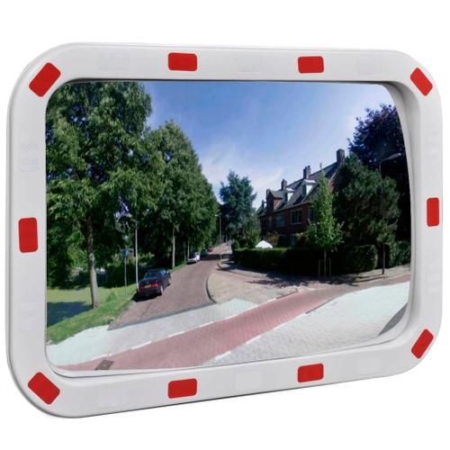 Miroir De Trafic Convexe Rectangulaire 40x60cm Avec Réflecteurs