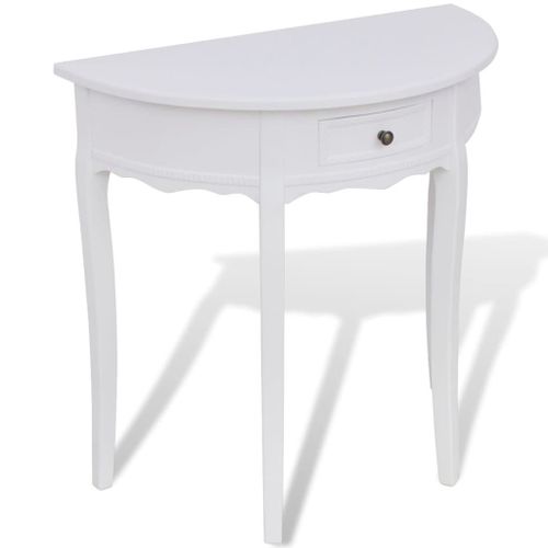 Table Console Avec Tiroir Demi-Ronde Blanc