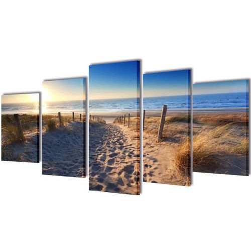 Set De Toiles Murales Imprimées Plage De Sable 100 X 50 Cm