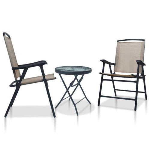 Vidaxl Ensemble De Bistro 3 Pcs Taupe Acier