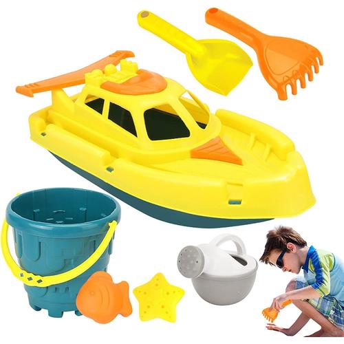 Lot De 7 Jouets De Plage # Jouets De Plage Pour Enfants Pour Jouer À L'eau Comprenant Un Yacht, Des Moules D'animaux Pour Arrosoir - Jouets De Sable Avec Pelle De Yacht Et Râteau Pour Les