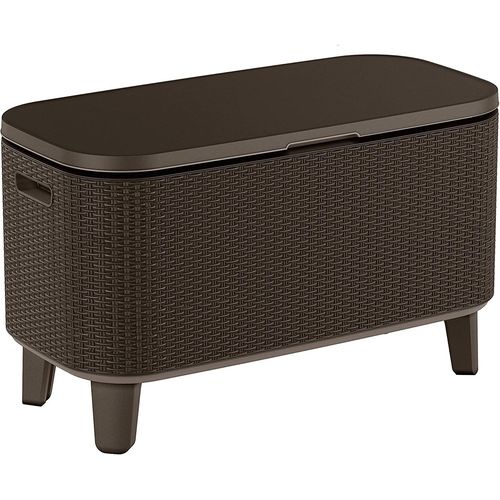 Table Bar 2 En 1 Glaciere Réfrigérateur - Outdoor Bevy Cool Rattan Bar Marron