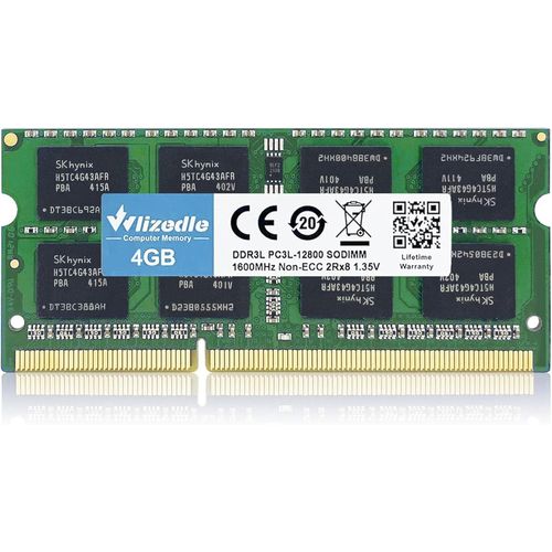 DDR3/DDR3L Laptop Mémoire RAM 4Go 1600MHz CL11 SODIMM Module de Mémoire PC3-12800 /PC3L-12800 204-Pin 1.35V/1.5V Notebook Memory pour Ordinateur Portable, Vert