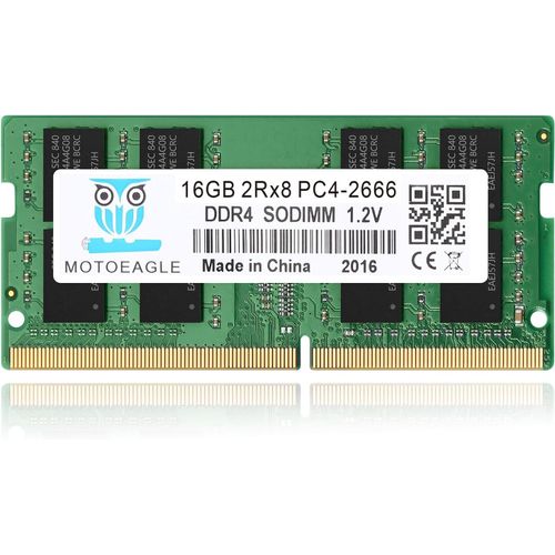 16 Go DDR4 2666 MHz (DDR4-2666) PC4-21300 (PC4-2666V) Non-ECC sans tampon 1,2 V CL19 2Rx8 Dual Rank 260 broches SODIMM Ordinateur portable PC Memory RAM