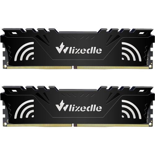 DDR4 2666MHz Mémoire RAM 32GB Kit (2x16GB) CL19 UDIMM Module de Mémoire PC4-21300 288-Pin 1.2V 1Rx8 pour Ordinateur de Bureau, Noir