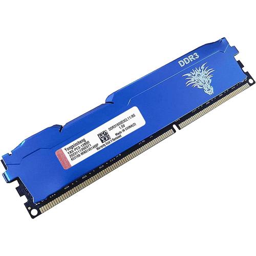 Ram DDR3 8go 1600MHz PC3-12800 Udimm CL11 Non-ECC Unbuffered 1.5V 2Rx8 Double Rang 240 Pin Mémoire Ram Barette pour Ordinateur de Bureau (Bleu)