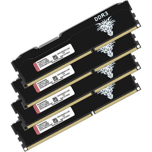 Ram DDR3 32go (4x8go) 1866MHz PC3-14900 Udimm CL13 Non-ECC Unbuffered 1.5V 2Rx8 Double Rang 240 Pin Mémoire Ram Barette Kit pour Ordinateur de Bureau (Noir)