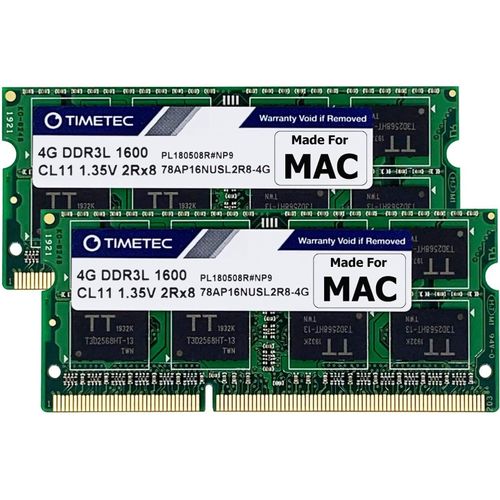 8 Go KIT(2x4 Go) Compatible pour Apple DDR3L 1600 MHz pour Mac Book Pro (début/Fin 2011,mi 2012), iMac (mi 2011, Fin 2012, début/fin2013,Fin 2014,mi 2015), Mac Mini (mi 2011,Fin 2012) RAM Mac