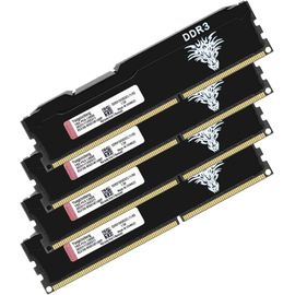 Ram DDR3 32go (4x8go) 1600MHz PC3-12800 Udimm CL11 Non-ECC Unbuffered 1.5V 2Rx8 Double Rang 240 Pin Mémoire Ram Barette Kit pour Ordinateur de Bureau (Noir)