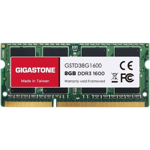 [DDR3 RAM] GIGASTONE 8Go DDR3/DDR3L 1600MHz(1333MHz) PC3-12800(PC3-10600) CL11 1.35V/1.5V 2Rx8 SODIMM 204pin UnbuffeRouge Non ECC Mémoire Haute Performance Mise à Niveau pour Portable