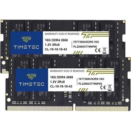 32 Go KIT (2x16 Go) DDR4 2666MHz PC4-21300 Non ECC sans Tampon 1,2 V CL19 2Rx8 Double Rang 260 Broches SODIMM pour Ordinateur Portable Ordinateur Portable mémoire RAM Module de Mise à Niveau
