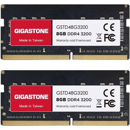 [DDR4 RAM] GIGASTONE 16Go Kit(2x8Go) DDR4 3200MHz(2933MHz Or 2666MHz) PC4-25600(PC4-23400/21300) CL22 1.2V SODIMM 260pin UnbuffeRouge Non ECC Mémoire Haute Performance Mise à Niveau pour Portable