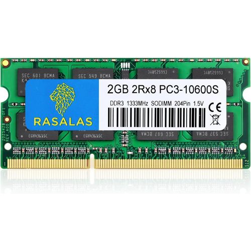 2 Go DDR3 1333 MHz Sodimm RAM, 2 Go 2RX8 PC3 10600S Mémoire 204 broches CL9 pour ordinateur portable