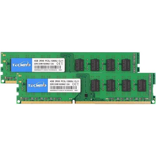 8Go Kit (2x4Go) PC3L-12800U DDR3L-1600 Mémoire Ram DDR3 2Rx8 Barrette De Ram DDR3 1.35V/1.5V CL9 240-Pin Mémoire Module Upgrade for Desktop