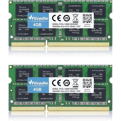 DDR3/DDR3L Laptop Mémoire RAM 8Go Kit (2x4GB) 1600MHz CL11 SODIMM Module de Mémoire PC3-12800 /PC3L-12800 204-Pin 1.35V/1.5V Notebook Memory pour Ordinateur Portable, Vert