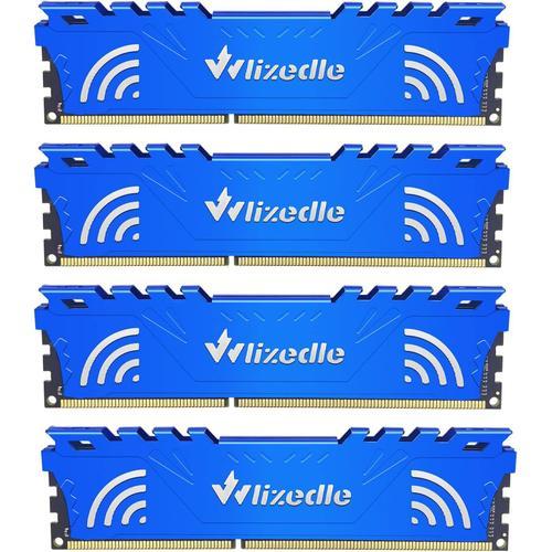 DDR3 Mémoire RAM 32Go Kit (4x8Go) 1600MHz CL11 UDIMM Module de Mémoire PC3-12800 240-Pin 1.5V pour Ordinateur de Bureau, Bleu