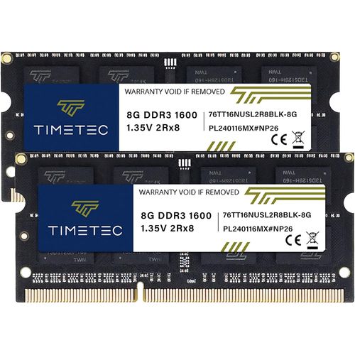 16 Go KIT(2x8Go) DDR3 1600MHz PC3-12800 Non-ECC sans Tampon 1,35V/1,5V CL11 2Rx8 Double Rang 204 Broches SODIMM Ordinateur Portable PC Ordinateur mémoire RAM Module Mise à Niveau PCB Noir