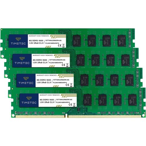 Kit de mémoire RAM SDRAM (SDRAM) DDR3 1600 MHz (DDR3-1600) PC3-12800 (PC3-12800U) Non-ECC Unbuffered 1,5 V CL11 2Rx8 Dual Rank 240 Broches UDIMM 32 Go (4 x 8 Go)