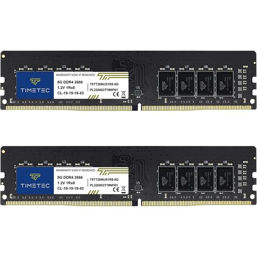 16 Go KIT (2x8 Go) DDR4 2666MHz PC4-21300 Unbuffered Non-ECC Unbuffered 1.2V CL19 1Rx8 Single Rank 288 Pin UDIMM Ordinateur de Bureau Mémoire RAM Module Mise à Niveau