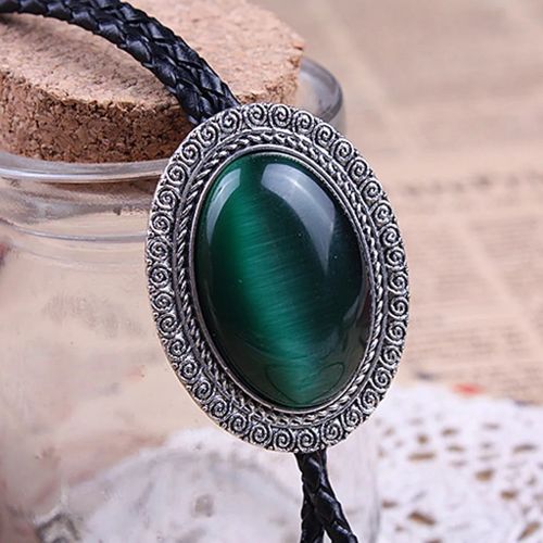 Agate Time Gem Bolo Tie,Retro Shirt Chain,Corde UR,Collier en cuir