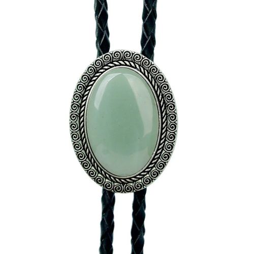 Agate Time Gem Bolo Tie,Retro Shirt Chain,Corde UR,Collier en cuir