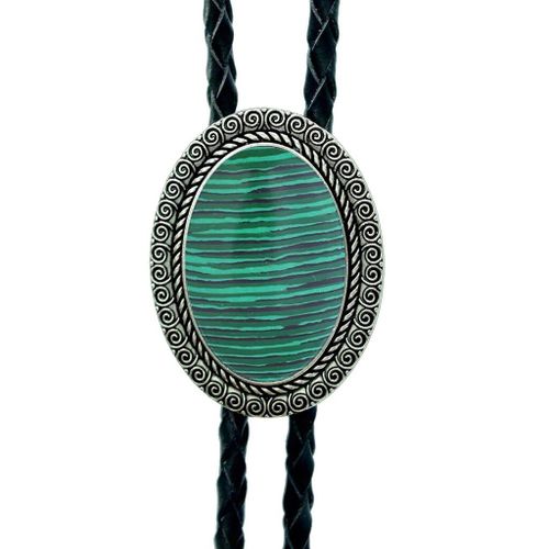 Agate Time Gem Bolo Tie,Retro Shirt Chain,Corde UR,Collier en cuir