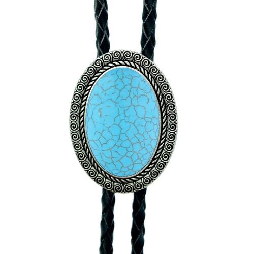 Agate Time Gem Bolo Tie,Retro Shirt Chain,Corde UR,Collier en cuir