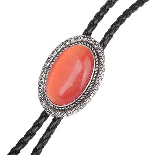 Agate Time Gem Bolo Tie,Retro Shirt Chain,Corde UR,Collier en cuir