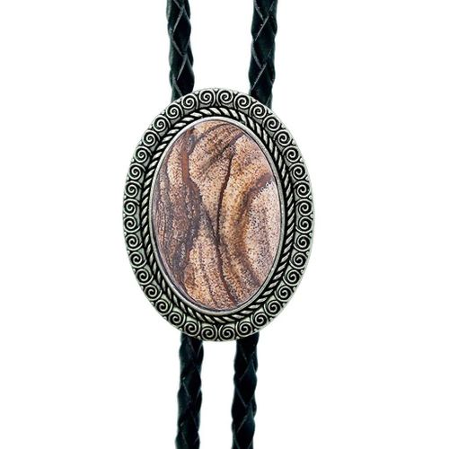 Agate Time Gem Bolo Tie,Retro Shirt Chain,Corde UR,Collier en cuir