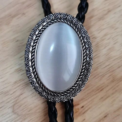 Agate Time Gem Bolo Tie,Retro Shirt Chain,Corde UR,Collier en cuir