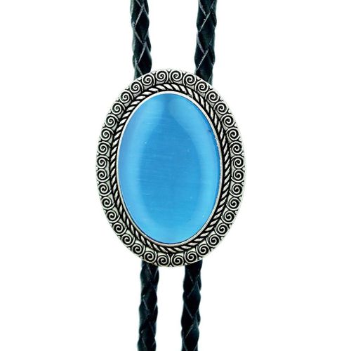 Agate Time Gem Bolo Tie,Retro Shirt Chain,Corde UR,Collier en cuir