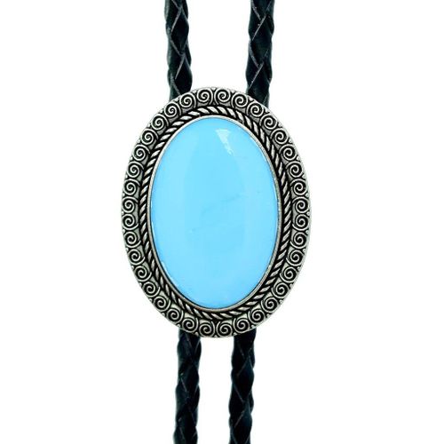 Agate Time Gem Bolo Tie,Retro Shirt Chain,Corde UR,Collier en cuir