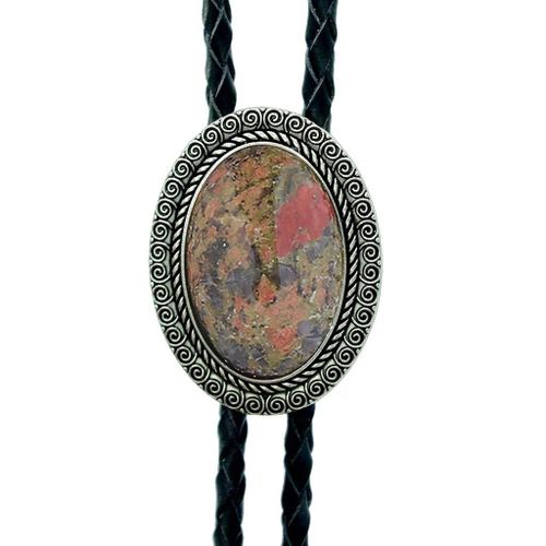Agate Time Gem Bolo Tie,Retro Shirt Chain,Corde UR,Collier en cuir