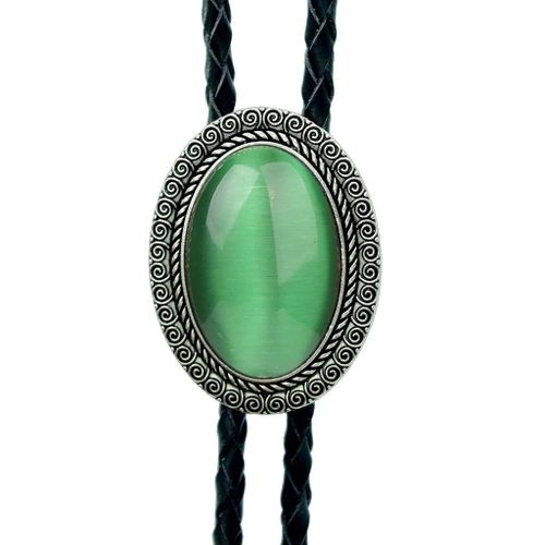Agate Time Gem Bolo Tie,Retro Shirt Chain,Corde UR,Collier en cuir