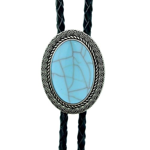 Agate Time Gem Bolo Tie,Retro Shirt Chain,Corde UR,Collier en cuir