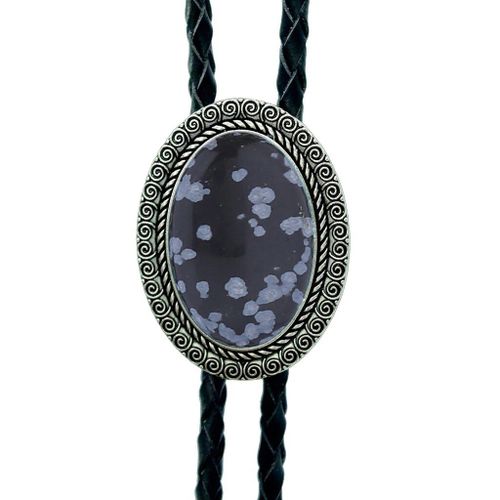 Agate Time Gem Bolo Tie,Retro Shirt Chain,Corde UR,Collier en cuir