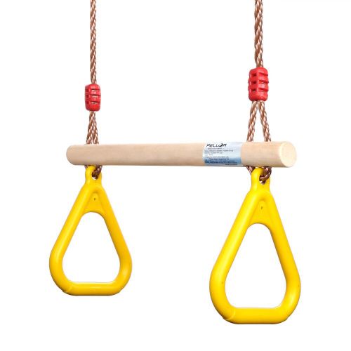 Balançoire Trapèze Multifonctionnelle En Bois Avec Anneau En Plastique Pour Enfants,Ensemble D'amusement Intérieur Et Extérieur,Porteur,160kg - Type Yellow