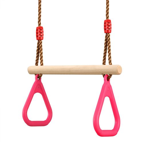 Balançoire Trapèze Multifonctionnelle En Bois Avec Anneau En Plastique Pour Enfants,Ensemble D'amusement Intérieur Et Extérieur,Porteur,160kg - Type Pink