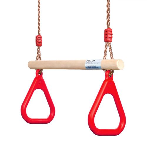 Balançoire Trapèze Multifonctionnelle En Bois Avec Anneau En Plastique Pour Enfants,Ensemble D'amusement Intérieur Et Extérieur,Porteur,160kg - Type Red
